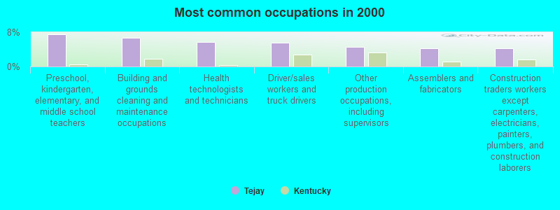 Most common occupations in 2000