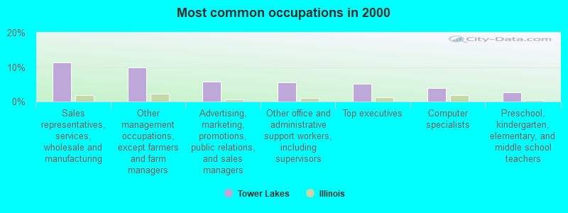 Most common occupations in 2000