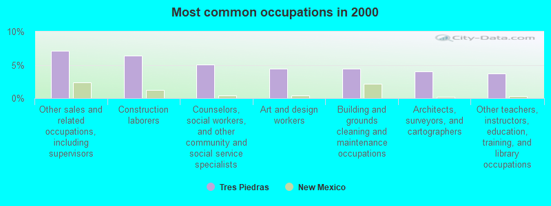 Most common occupations in 2000