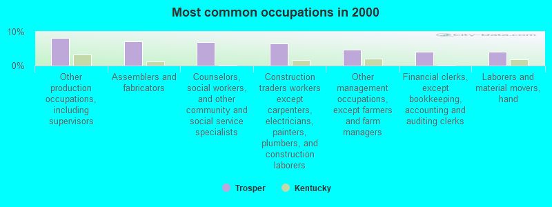 Most common occupations in 2000