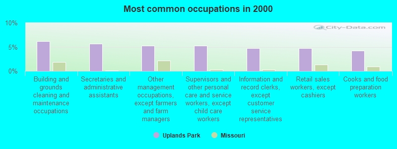 Most common occupations in 2000