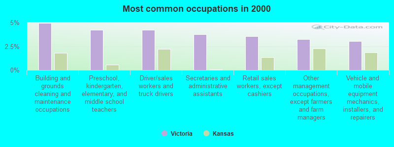 Most common occupations in 2000