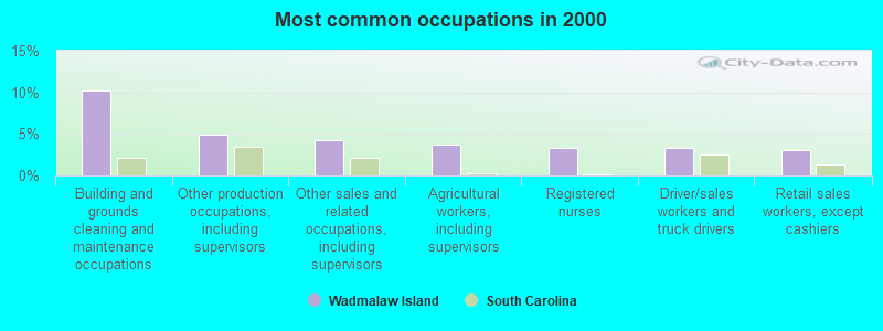 Most common occupations in 2000