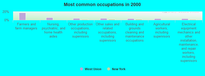 Most common occupations in 2000