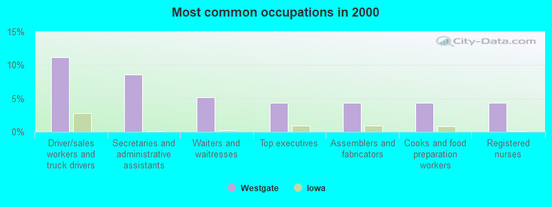 Most common occupations in 2000