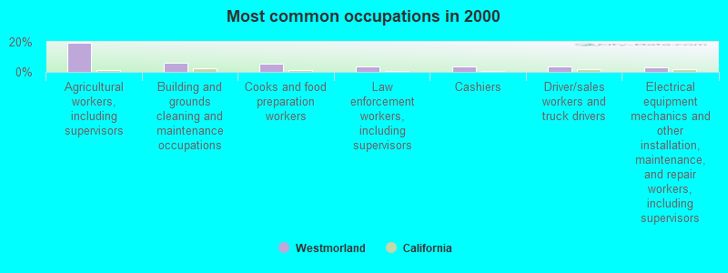 Most common occupations in 2000