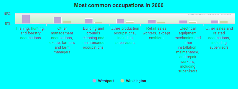 Most common occupations in 2000