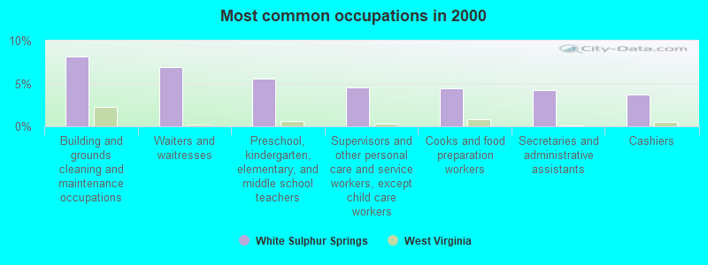 Most common occupations in 2000