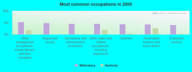 Most common occupations in 2000