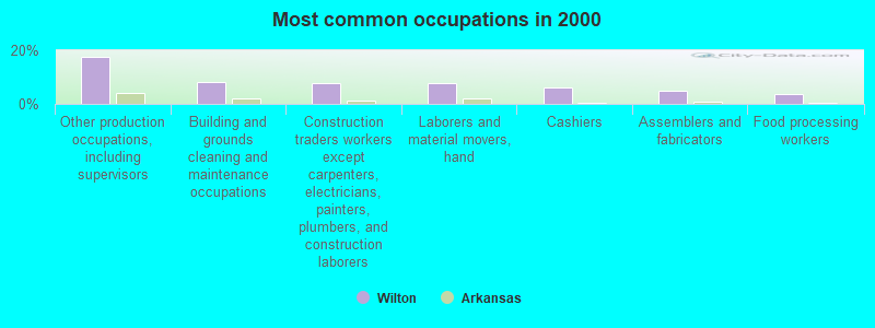 Most common occupations in 2000