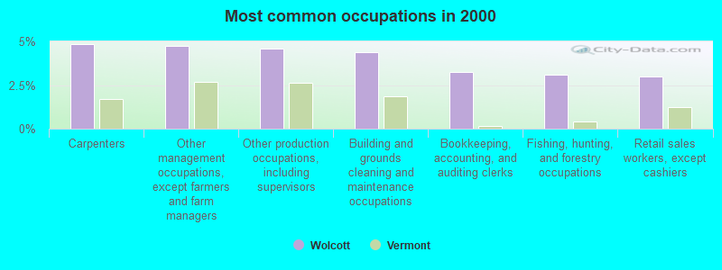 Most common occupations in 2000