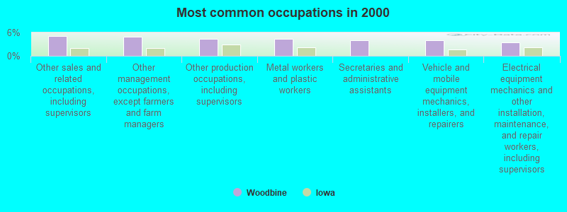 Most common occupations in 2000