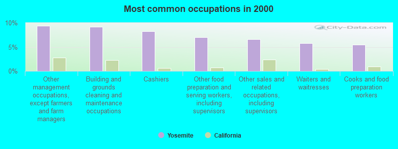 Most common occupations in 2000