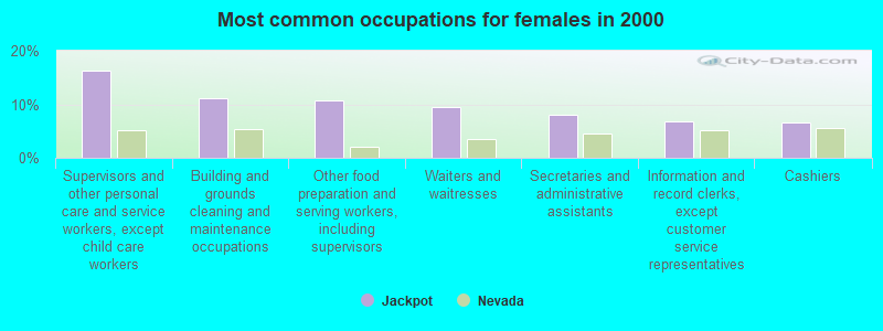 Most common occupations for females in 2000