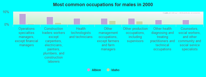 Most common occupations for males in 2000