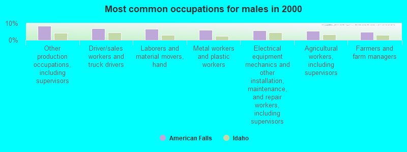 Most common occupations for males in 2000