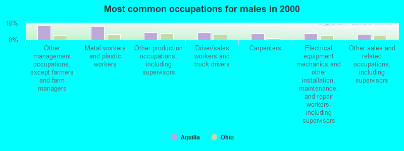 Most common occupations for males in 2000