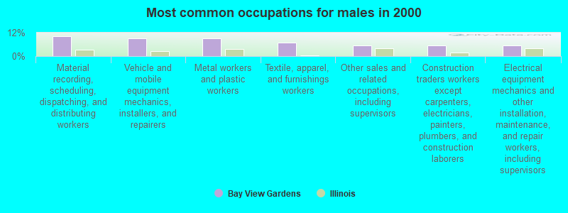 Most common occupations for males in 2000