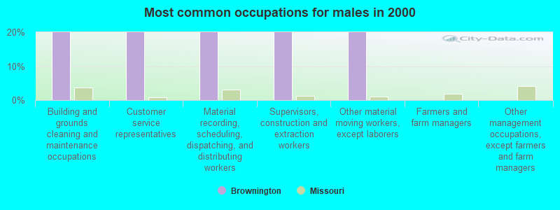 Most common occupations for males in 2000