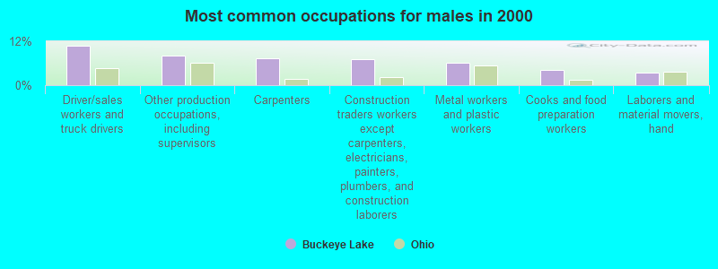 Most common occupations for males in 2000