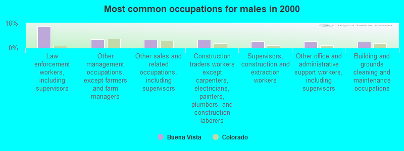 Most common occupations for males in 2000