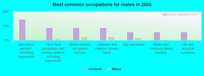 Most common occupations for males in 2000