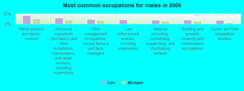 Most common occupations for males in 2000