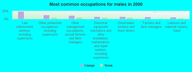 Most common occupations for males in 2000