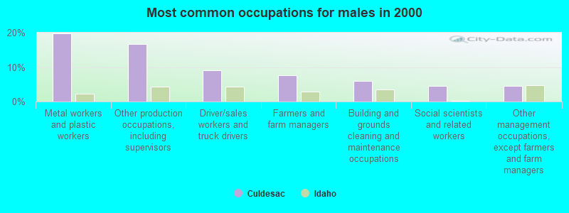 Most common occupations for males in 2000