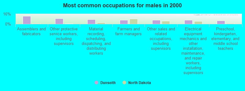 Most common occupations for males in 2000