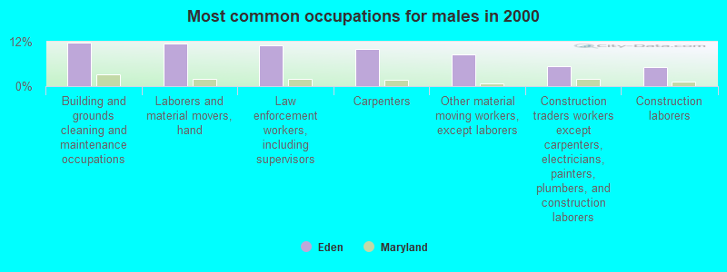 Most common occupations for males in 2000