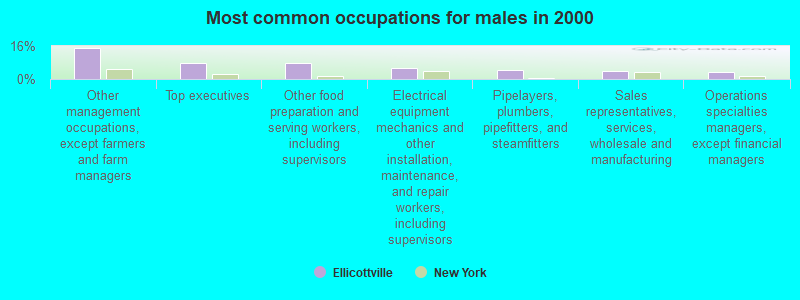 Most common occupations for males in 2000