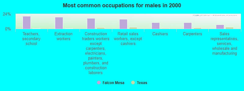 Most common occupations for males in 2000