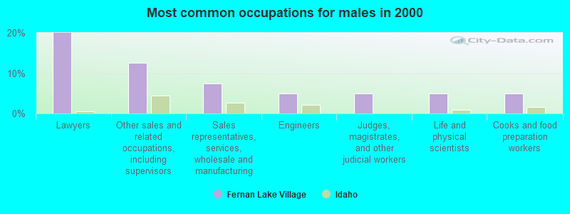 Most common occupations for males in 2000