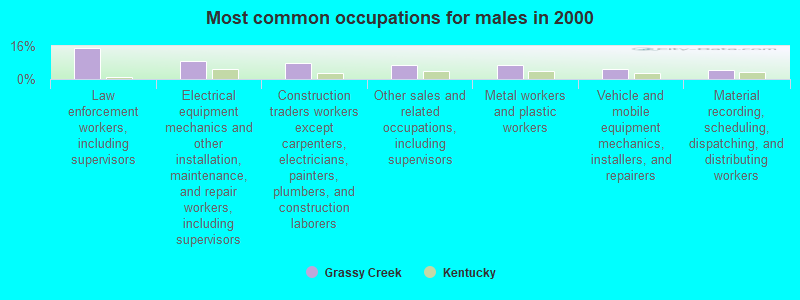 Most common occupations for males in 2000