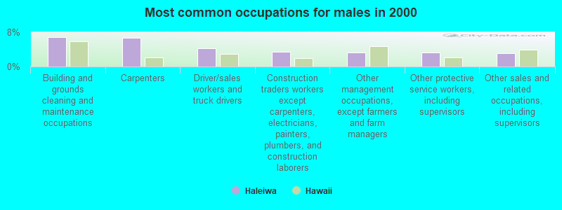 Most common occupations for males in 2000