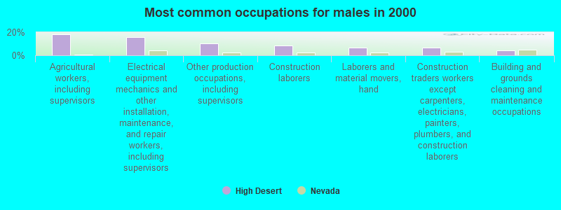 Most common occupations for males in 2000