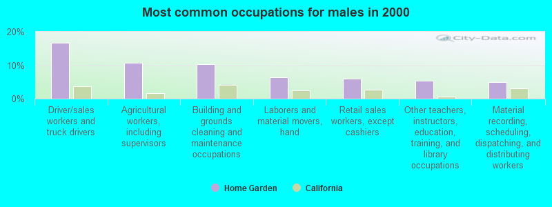 Most common occupations for males in 2000