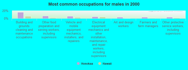 Most common occupations for males in 2000