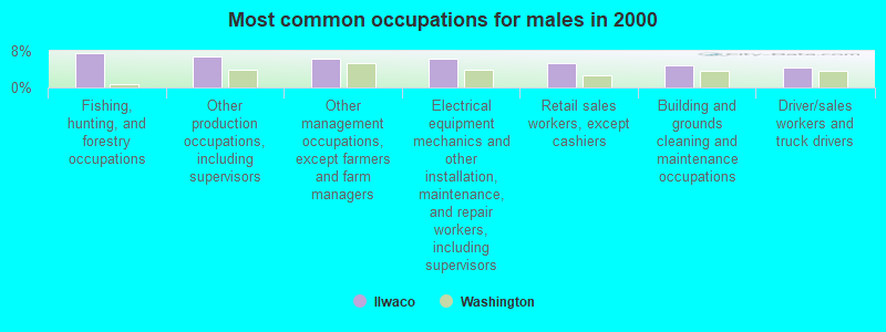 Most common occupations for males in 2000