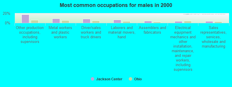 Most common occupations for males in 2000