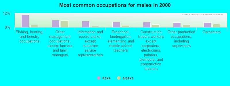 Most common occupations for males in 2000