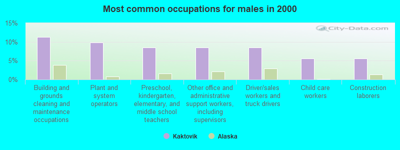 Most common occupations for males in 2000