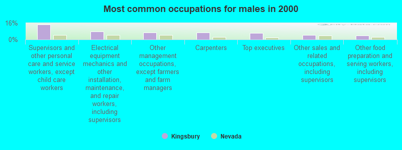 Most common occupations for males in 2000