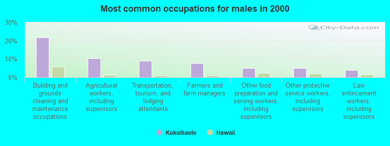 Most common occupations for males in 2000