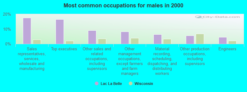 Most common occupations for males in 2000