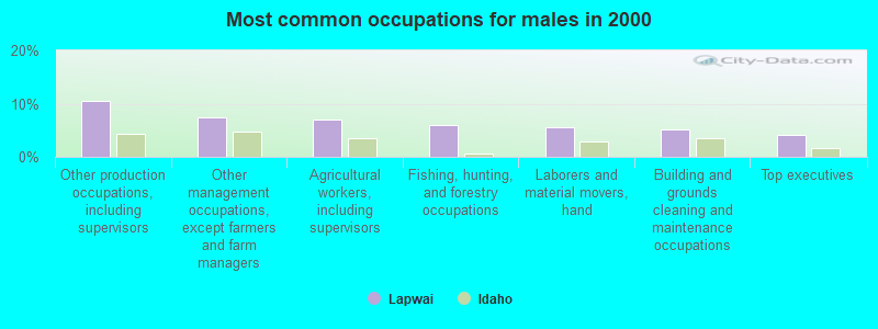 Most common occupations for males in 2000