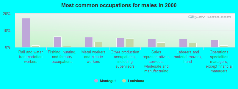 Most common occupations for males in 2000