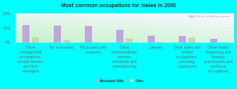 Most common occupations for males in 2000