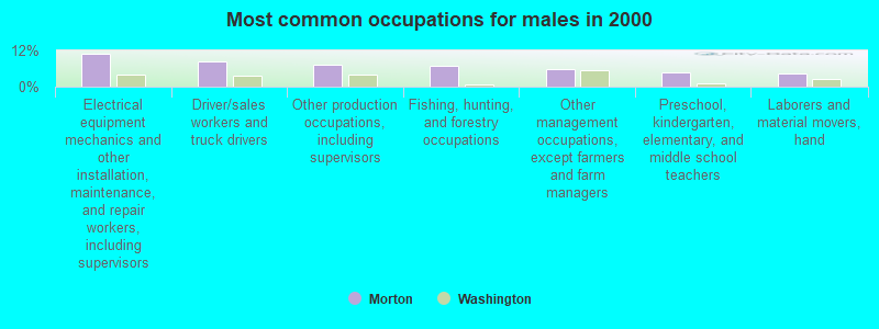 Most common occupations for males in 2000